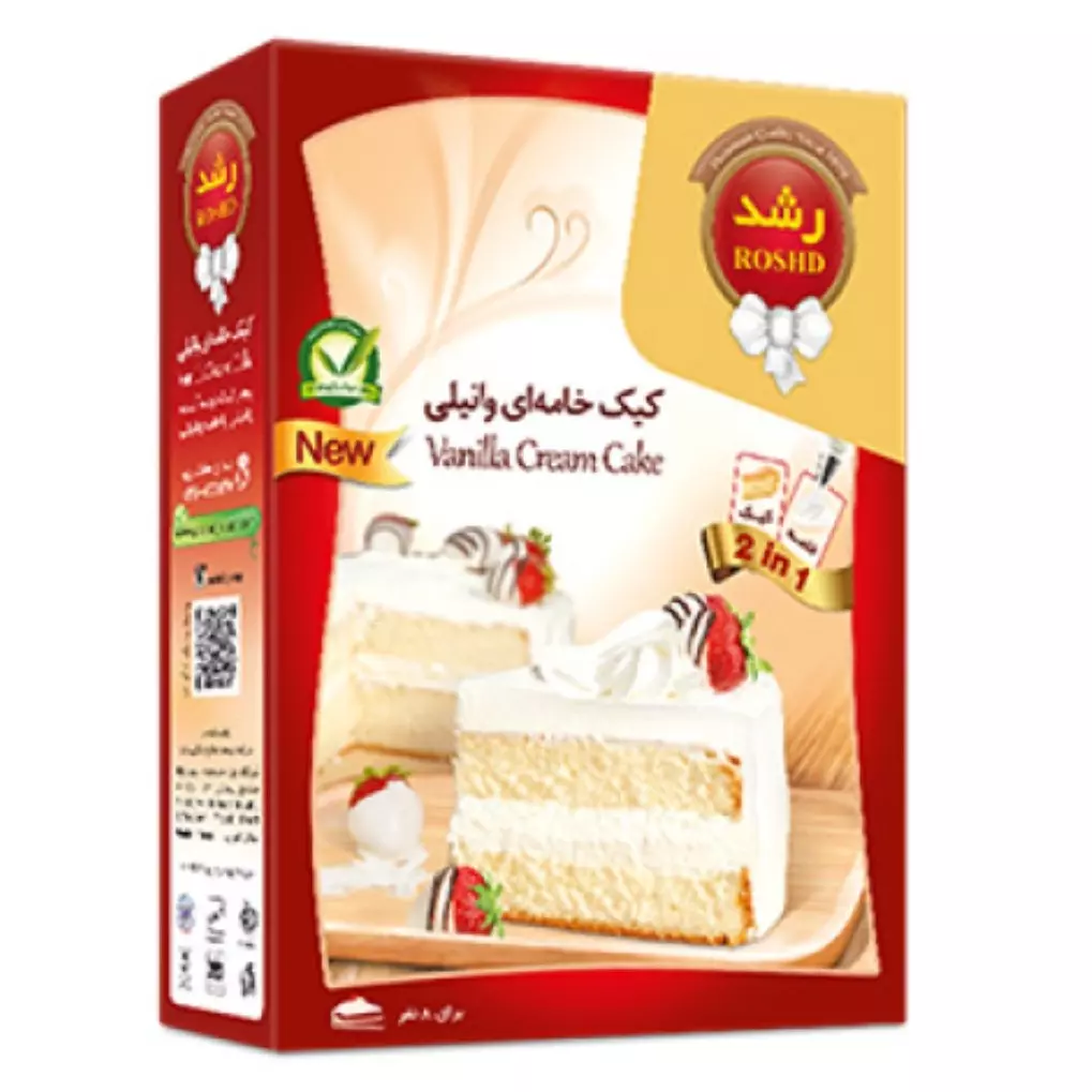 پودر کیک وانیلی با خامه وانیلی شرکت رشد 500 گرمی