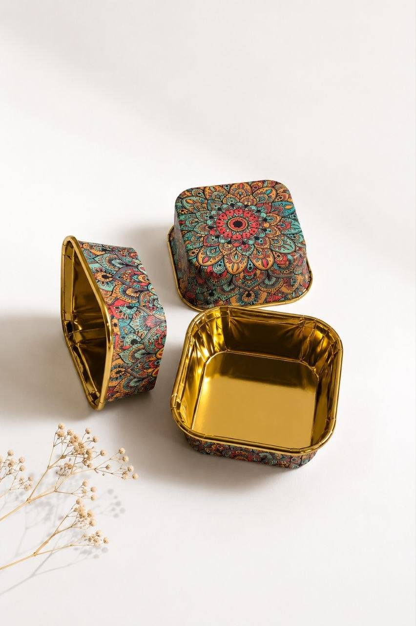 کپسول کاپ کیک مربع طرح ماندانا قطر 7سانت ارتفاع 3 سانت (بسته 5 عددی)