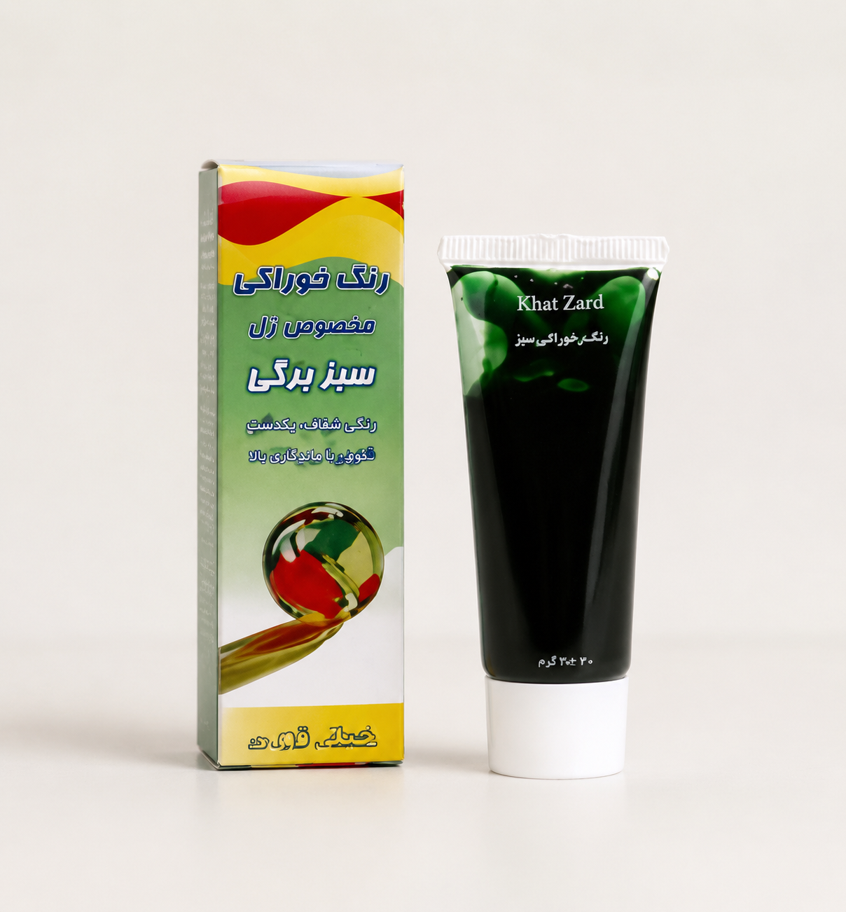رنگ ژله ای خوراکی سبز روشن برند خط زرد
