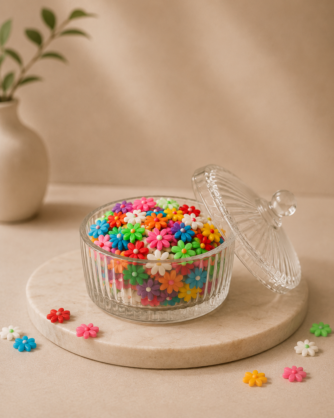 گل قند تزئینی طرح گل مینا رنگی