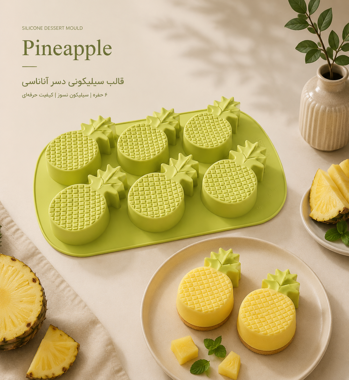 قالب سیلیکونی دسر آناناس (قطر ۸ ارتفاع ۲ سانت)