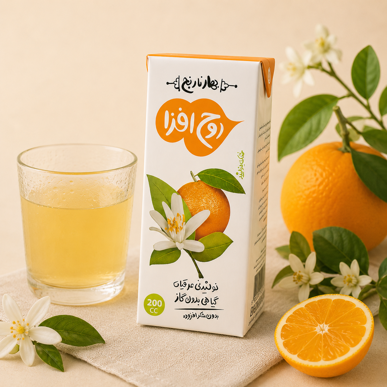 نوشیدنی گیاهی بهارنارنج روح افزا 200 سی سی پک ۳۲ عددی